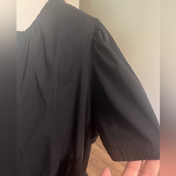 Anthropologie Somerset Mini Dres Black Cotton Tiered Smocked Waist Plus Size 3X - Picture 14 of 16